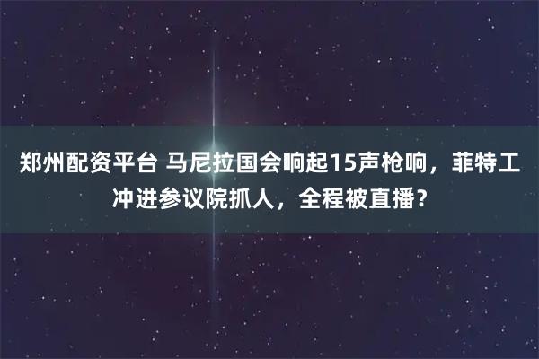 郑州配资平台 马尼拉国会响起15声枪响，菲特工冲进参议院抓人，全程被直播？